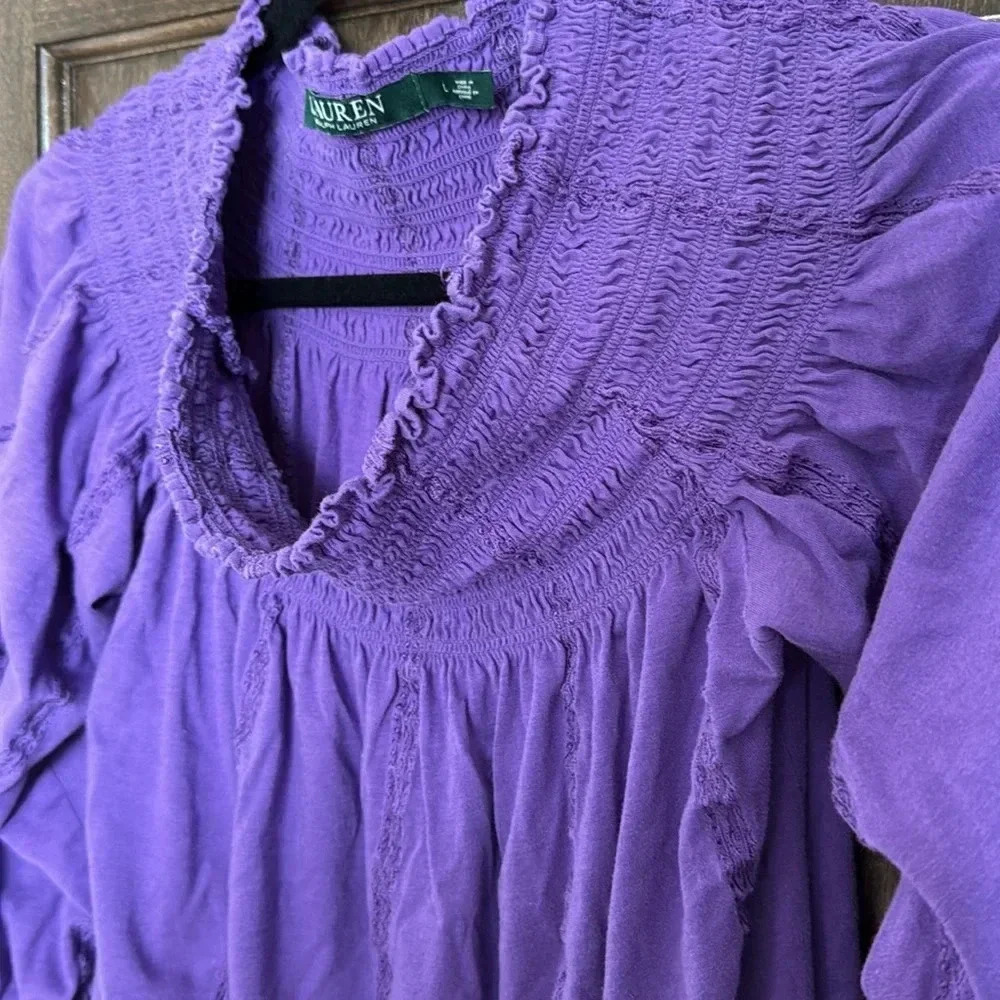 Lauren Ralph Lauren Purple off the shoulder Top - size Large - EUC - Picture 6 of 8